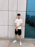AK ARMY纯棉重磅短袖t恤男夏季款男士休闲百搭圆领复古体恤纯色打底衫 米白色 L 实拍图