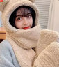 笙格儿 帽子女冬季韩版可爱小熊毛绒卡通帽子围巾手套三件套防风防寒一体套装学生保暖生日礼物圣诞节 深卡其-帽子围巾手套 实拍图