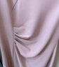 三彩大码女装2023夏季新款法式连衣裙打褶开叉A字裙胖MM优雅气质 粉红 XL 晒单实拍图