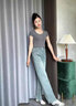德莉娅2026年新款春季浅色阔腿牛仔裤女窄版百搭刺绣设计韩版直筒裤女裤 浅蓝色/九分 L (28) 【建议110-120斤】 实拍图