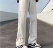 迪伽达美式高街vibe风黑色排扣牛仔裤男秋季潮牌宽松直筒百搭微喇裤子男 DDD-609白色 XL 实拍图