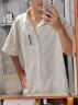 真维斯美式休闲短袖衬衫男夏季薄潮牌潮流宽松半袖衣服日系男士衬衣外套 白色 XL 晒单实拍图
