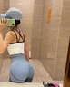 MITAOGIRL 运动瑜伽裤女蜜桃健身高腰提臀透气高弹显瘦紧身裤外穿打底裤 蓝色 S 实拍图