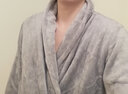 特丝格斯 法兰绒睡衣女秋冬情侣睡袍加厚珊瑚绒家居服浴袍保暖 银灰-男款 L 实拍图