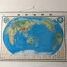 2024世界地形图挂图 平面地形挂图 1.5米x1.1亚膜挂绳整张 等高线地图 实拍图
