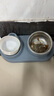 hoopet猫碗双碗不锈钢狗狗碗宠物猫粮食盆自动饮水器水碗喂食器陶瓷用品 【不锈钢款】雾霾灰蓝 实拍图