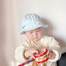 李晨曦（Lichenxi）婴儿帽子春秋季薄款款男童女宝宝渔夫帽防晒遮阳公主儿童太阳盆帽 蓝色 蝴蝶结可调节大小 均码 适合3-24个月帽围40-50CM 实拍图
