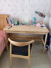 祥云虎斑 书桌实木书桌学习桌现代简约电脑桌学生写字桌椅置物架书房家具 原木色 1.2*0.6米 书桌+牛角椅 实拍图