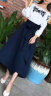 欧迪惠法式连衣裙女装2024年夏季新款小香风套装裙新中式刺绣雪纺裙子女 蓝白 XL 实拍图