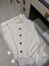 帕罗（PALUOPO）100%纯山羊绒针织开衫女秋冬外套绞花纯色外搭保暖加厚毛衣内搭 新古董白 L 165/105 实拍图