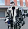 杜小闲美式复古羊羔绒棉服男秋冬季加绒加厚外套小香风宽松格子棉衣潮牌 M166 黑色 XL [建议120-140斤] 实拍图