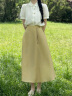 茵曼（INMAN）新中式莱赛尔盘扣半身裙2024夏季女装新款A字通勤高级流苏长裙子 黄绿色 S 晒单实拍图