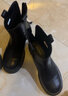达芙妮短靴女牛皮复古厚底瘦瘦靴粗跟马丁靴女鞋子 4023605004 黑色 36  实拍图