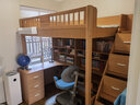 韩穆上面床下桌小户型儿童床交错式带书桌衣柜一体高架床省空间双层床 1200*1900 梯柜+高架床+书柜+书台书柜+床垫 实拍图