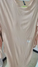 猫人女士睡衣女100%纯棉长袖纯色带胸垫简约宽松睡裙家居服虾粉L 实拍图