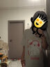 索菲堡 纯棉白灰色甜酷风音乐小狗印花T恤女百搭宽松时尚insT恤衫潮 白灰色 M 实拍图