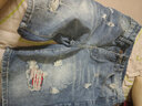 宇项夏季新款短裤男士薄款五分裤牛仔百搭青少年潮流复古大破洞中马裤 深蓝色 M（28 29） 实拍图