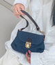 袋鼠（KANGAROO）小众设计牛仔布复古斜挎包包女包2024斜挎韩版休闲通勤褶皱单肩包 牛仔蓝色 实拍图