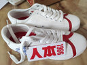 人本1986旗舰经典系列帆布鞋官方人字头舒适女鞋休闲鞋潮ins 白红 女37 实拍图