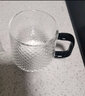 一品工坊 玻璃杯家用带把喝水杯子办公室男女士茶杯玻璃锤纹咖啡杯马克杯 星钻杯-白 2个装 实拍图