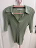 朗姿棉质高级感修身气质毛针织衫女夏季新款法式短袖上衣 水绿色 XL 晒单实拍图