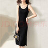 尚都比拉夏季针织吊带连衣裙修身显瘦高级感气质开叉中长款裙子 雅黑色 S 实拍图