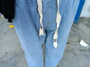 浩术 牛仔裤男秋冬季复古高街宽松直筒抽绳宽松休闲高街潮牌牛仔裤 灰色+浅蓝色【两件装】 2XL 【135-150斤】 实拍图