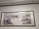 六画流水生财山水画靠山图客厅装饰画国画办公室风景挂画书房茶室壁画 流水生财A1 95*251cm宣纸锦绫+有机玻璃+胡桃色实木框（大气款） 实拍图