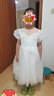 安妮优儿女童礼服花童婚礼小女孩婚纱钢琴演奏演出服儿童高端主持人公主裙 白色短款短袖 160 实拍图