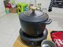 小幸福鑄鐵（KITCHEN LITTLE HAPPINESS KITCHEN）小幸福铸铁焖煮锅家用多功能炖锅无涂层迷你小饭釜煮粥汤锅不粘锅 16cm饭釜平光黑 16cm 实拍图