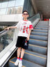 宇龙童话（elongstory）童装短袖男童套装帅气中国风男孩夏天国潮运动儿童街舞衣服裤子 白色夏装套装（衣服裤子） 140 码建议身高1.3米左右 实拍图