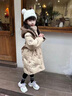 G.duck小黄鸭女童羽绒棉服2025冬新款儿童加厚棉袄中大童冬季中长款外套 卡其色 160 实拍图