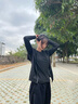 艾伦伯顿（Alen Botun）运动套装女户外跑步瑜伽服紧身高弹速干衣春季大码长袖训练篮球服 纯黑-健身五件套 XL【130-150斤内搭紧身款】 实拍图
