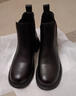 ZHR短靴女秋冬复古真牛皮通勤女靴舒适套脚切尔西靴女 EH18 黑色 36  实拍图