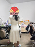 妮缕 针织连衣裙女秋冬季新款小个子内搭中长款毛衣裙V领性感打底裙子 米白色 均码 实拍图