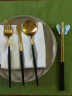 沐顺 304西餐餐具 不锈钢牛排刀叉勺套装 黑金四件套（刀叉勺筷） 实拍图