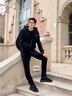 AFILMBY春季卫衣男潮流衣服冬装情侣冬季金丝绒加绒加厚卫衣套装男三件套 黑色 XL 实拍图