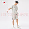 安踏（ANTA）多彩T | 短袖T恤男女夏季圆领上衣情侣同款吸湿排汗宽松休闲短T 【经典logo】亚麻灰8103-12 L 男175/女170 实拍图