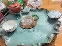 领艺干泡茶盘家用陶瓷圆形创意储水荷花禅意小茶台不含茶具 【圆形排储双用】莲花韵 实拍图
