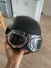 野马（YEMA）野马电动摩托车头盔男女士骑行夏季踏板车四季半盔哈复古雷安全帽 哑黑（风镜款） 实拍图
