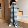 相伊恋人格子休闲裤女25年春秋季新款小个子冰丝宽松阔腿裤显瘦九分裤子 天蓝格 均码 【80-125斤 165CM以下】 实拍图