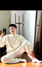 GENIOLAMODE森马集团加绒毛衣男士冬季加厚羊绒打底毛线针织衫男装 米白 L 实拍图