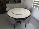 琛舍高端实木岩板餐桌椅组合现代简约意式大理石圆桌带转盘家用饭桌 中花白【加厚大理石】 1.5米 一桌六椅【带转盘】 实拍图