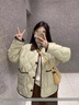 棉致菱格翻领撞色加厚棉服女冬季新款棉衣外套羽棉袄绒服小个子面包服 803米白色【高品质35】 L 125-150斤 实拍图