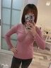 克沃兹孕妇秋衣单件月子服孕妇睡衣产后哺乳上衣孕妇装喂奶衣交叉开口保暖哺乳衣可放胸垫 粉色 L码(适合100-120斤) 实拍图