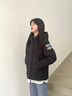雪中飞羽绒服女短款连帽工装外套加厚保暖小个子时尚韩版新款防寒服 黑色 XL/170（110-120斤） 实拍图