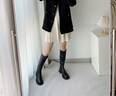 卓诗尼长筒靴女2025年新款春秋高筒靴子厚底皮靴不过膝长靴冬加绒骑士靴 黑色-单里 37 实拍图