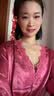 达芬奇密码睡衣女士冰丝睡裙老婆本命年晨袍新娘结婚 橡皮红 L （120斤以下） 实拍图