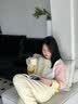 蕉内王一博同款5系睡衣男女士情侣家居服半边绒冬保暖红色本命年套装 【女圆领】柠糖黄拼色 XL 实拍图