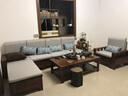 贝特森 沙发 实木沙发  中式实木布艺转角沙发组合可拆洗客厅家具  储物版【胡桃色】 单人位+四人位+贵妃榻+茶几 实拍图